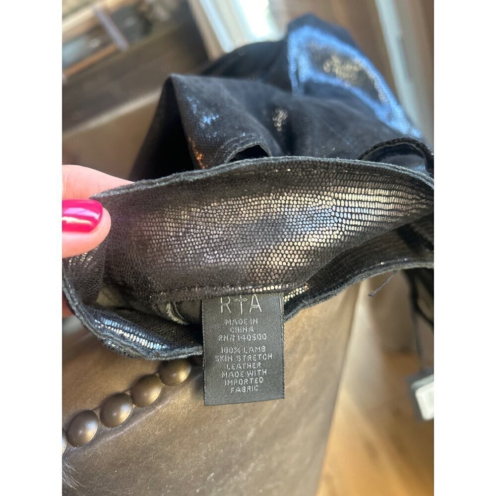 RTA Leather Ryland Two Toned Snake Skin Leather Pant Blackness Lit Womens Size 2 - Picture 7 of 7